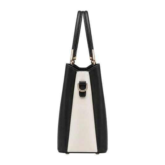 Elveya Black Faux Leather Women’s Satchel Handbag
