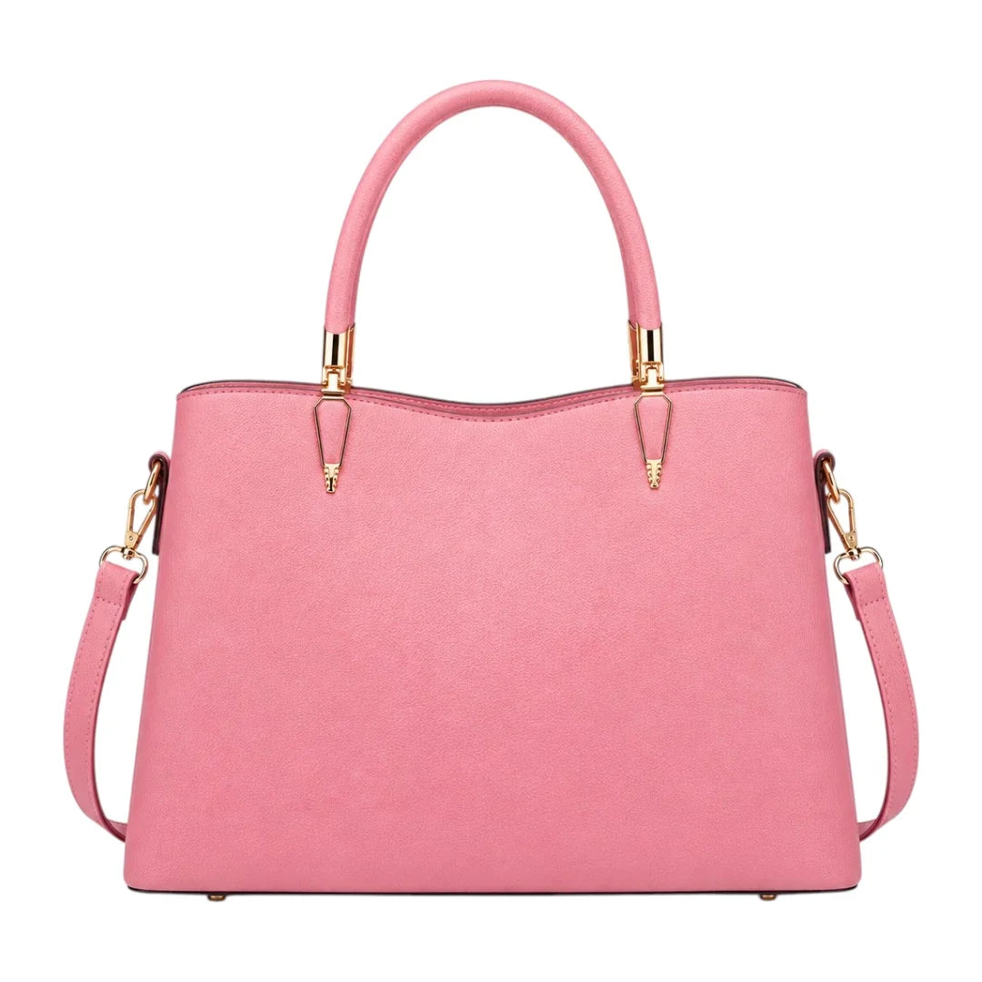 Elveya Pink Elegance Faux Leather Women’s Satchel Handbag