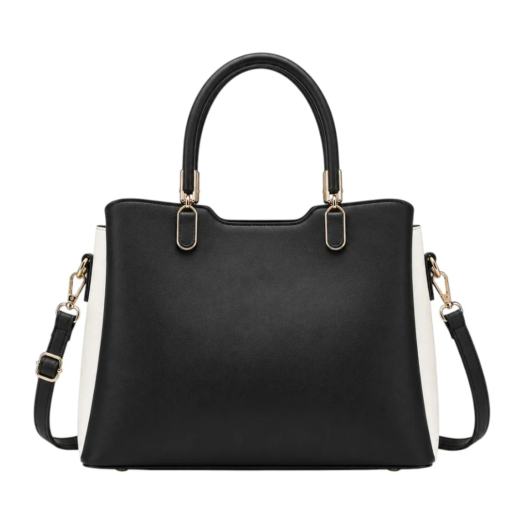 Elveya Black Faux Leather Women’s Satchel Handbag