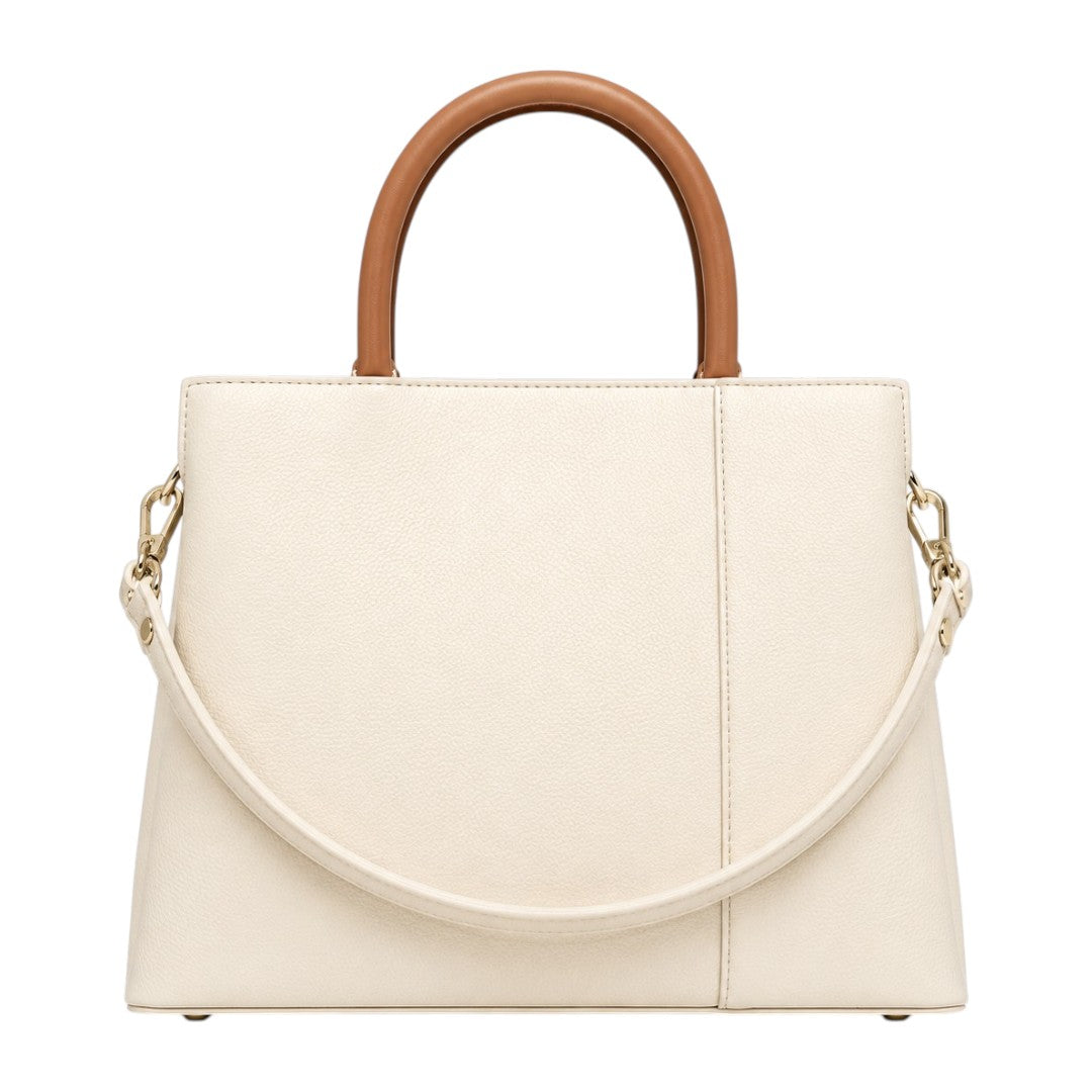 Eloren Cream Luxe Contrast Handle Satchel Handbag