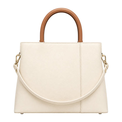 Eloren Cream Luxe Contrast Handle Satchel Handbag