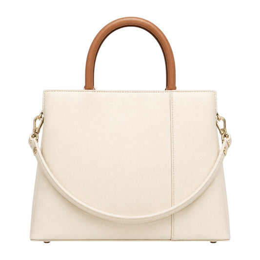 Eloren Cream Luxe Contrast Handle Satchel Handbag