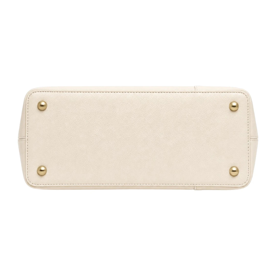 Eloren Cream Luxe Contrast Handle Satchel Handbag