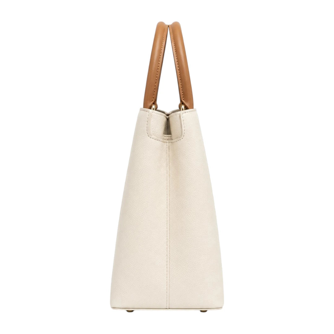 Eloren Cream Luxe Contrast Handle Satchel Handbag