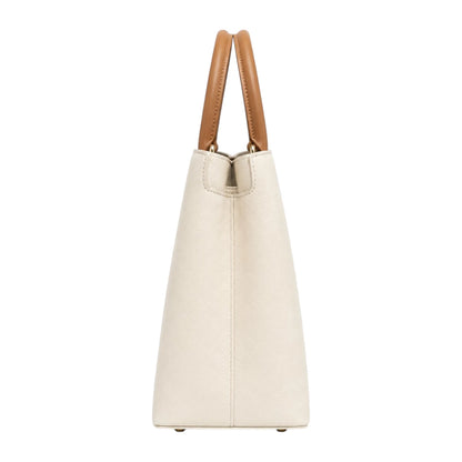 Eloren Cream Luxe Contrast Handle Satchel Handbag