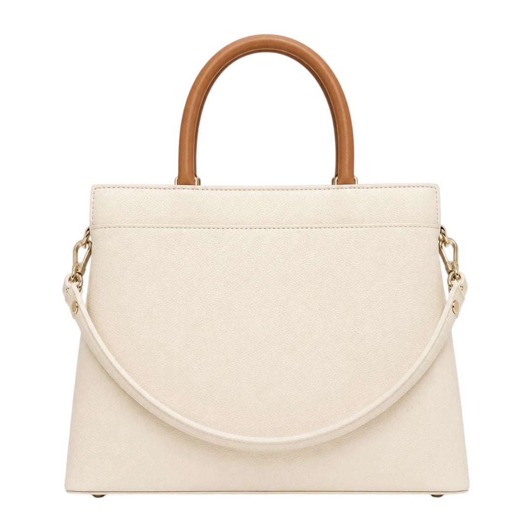 Eloren Cream Luxe Contrast Handle Satchel Handbag