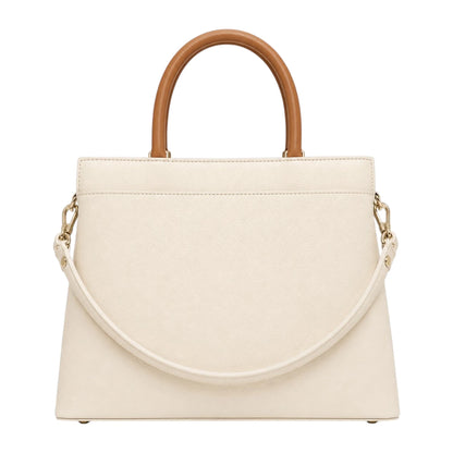 Eloren Cream Luxe Contrast Handle Satchel Handbag