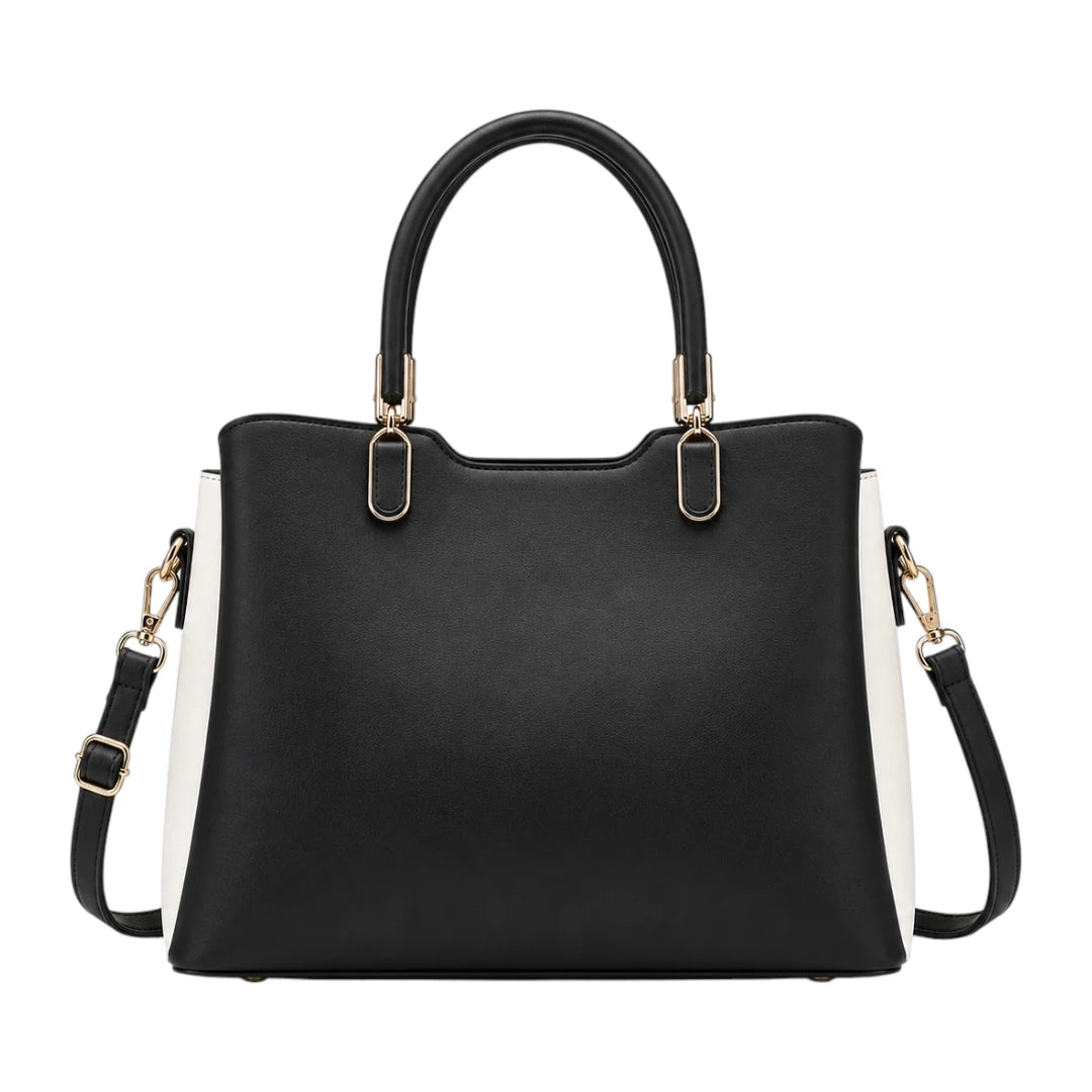 Elveya Black Faux Leather Women’s Satchel Handbag
