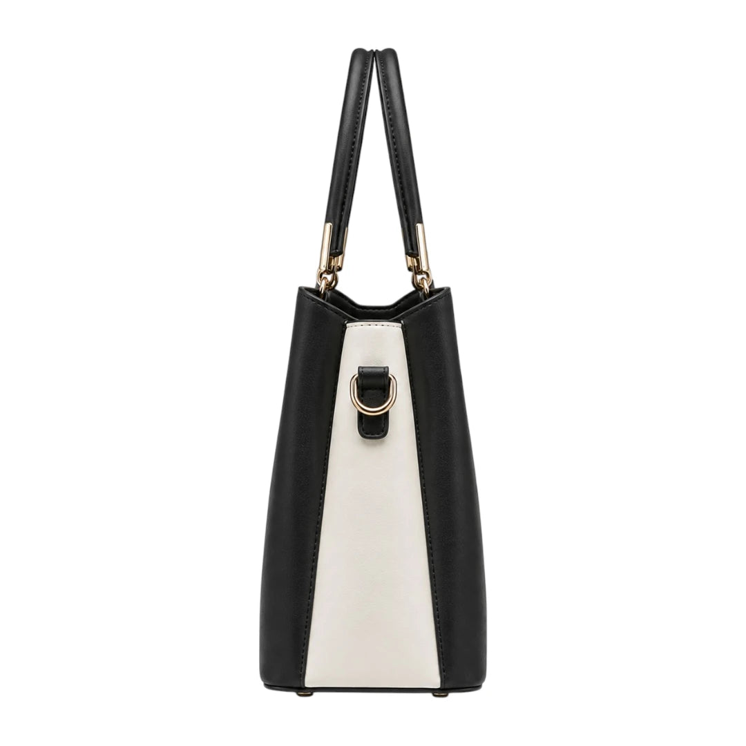 Elveya Black Faux Leather Women’s Satchel Handbag