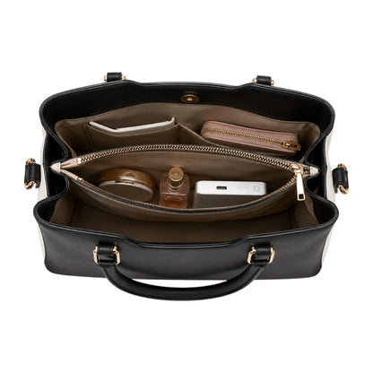 Elveya Black Faux Leather Women’s Satchel Handbag