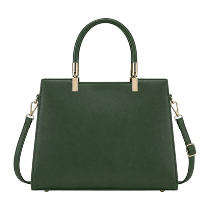 Elveya Luxe Structured Green Faux Leather Satchel Handbag