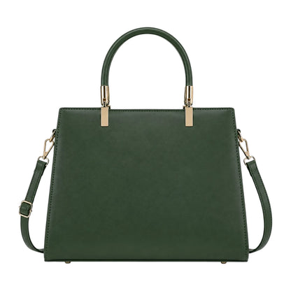 Elveya Luxe Structured Green Faux Leather Satchel Handbag