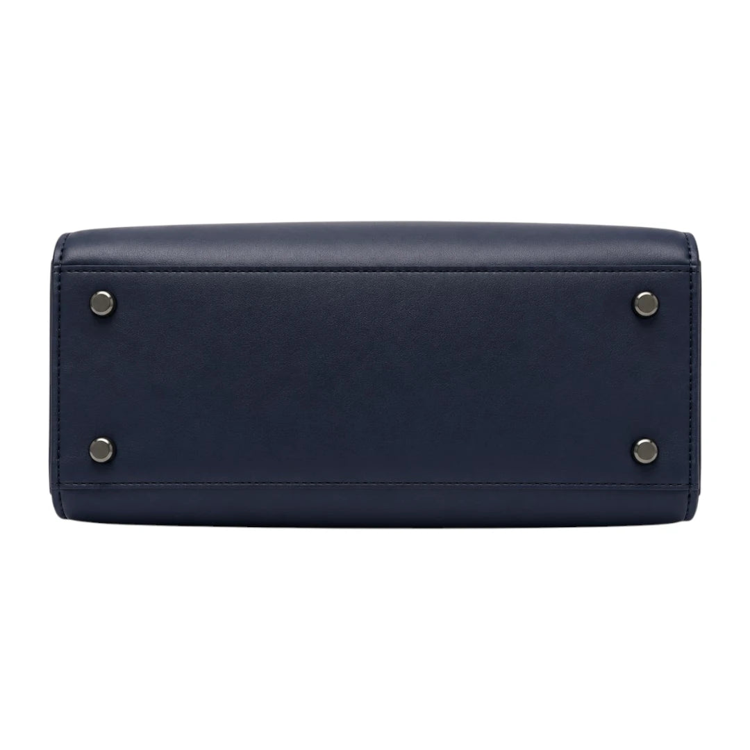 Elveya Navy Faux Leather Women’s Satchel Handbag