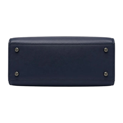 Elveya Navy Faux Leather Women’s Satchel Handbag
