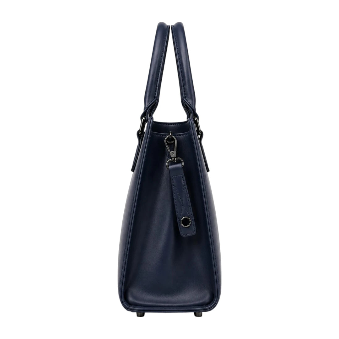Elveya Navy Faux Leather Women’s Satchel Handbag