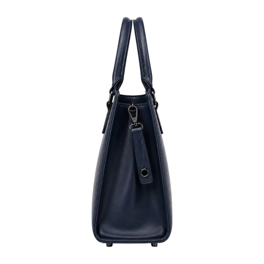 Elveya Navy Faux Leather Women’s Satchel Handbag