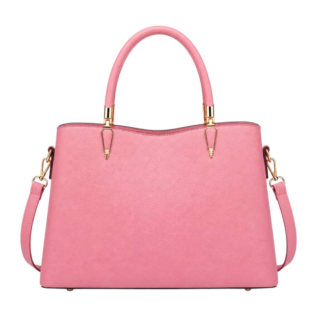 Elveya Pink Elegance Faux Leather Women’s Satchel Handbag