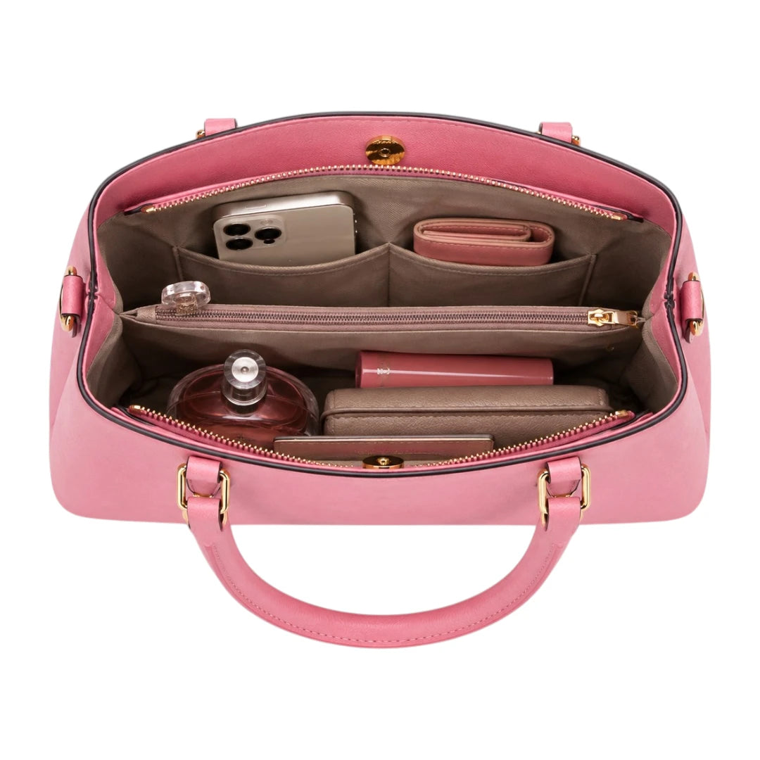 Elveya Pink Elegance Faux Leather Women’s Satchel Handbag