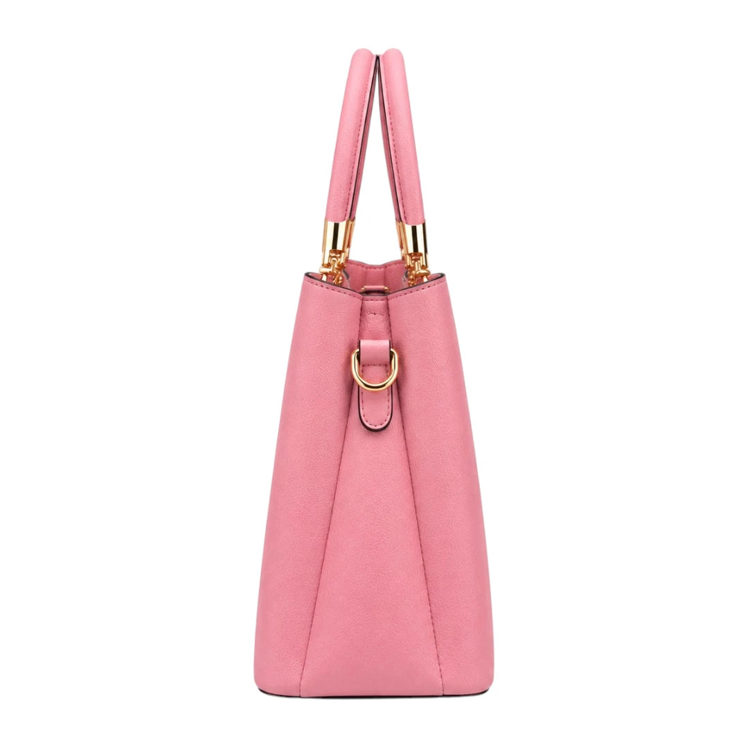 Elveya Pink Elegance Faux Leather Women’s Satchel Handbag