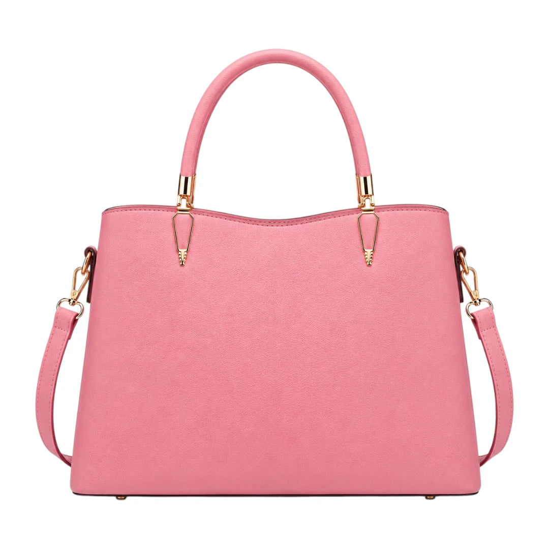 Elveya Pink Elegance Faux Leather Women’s Satchel Handbag