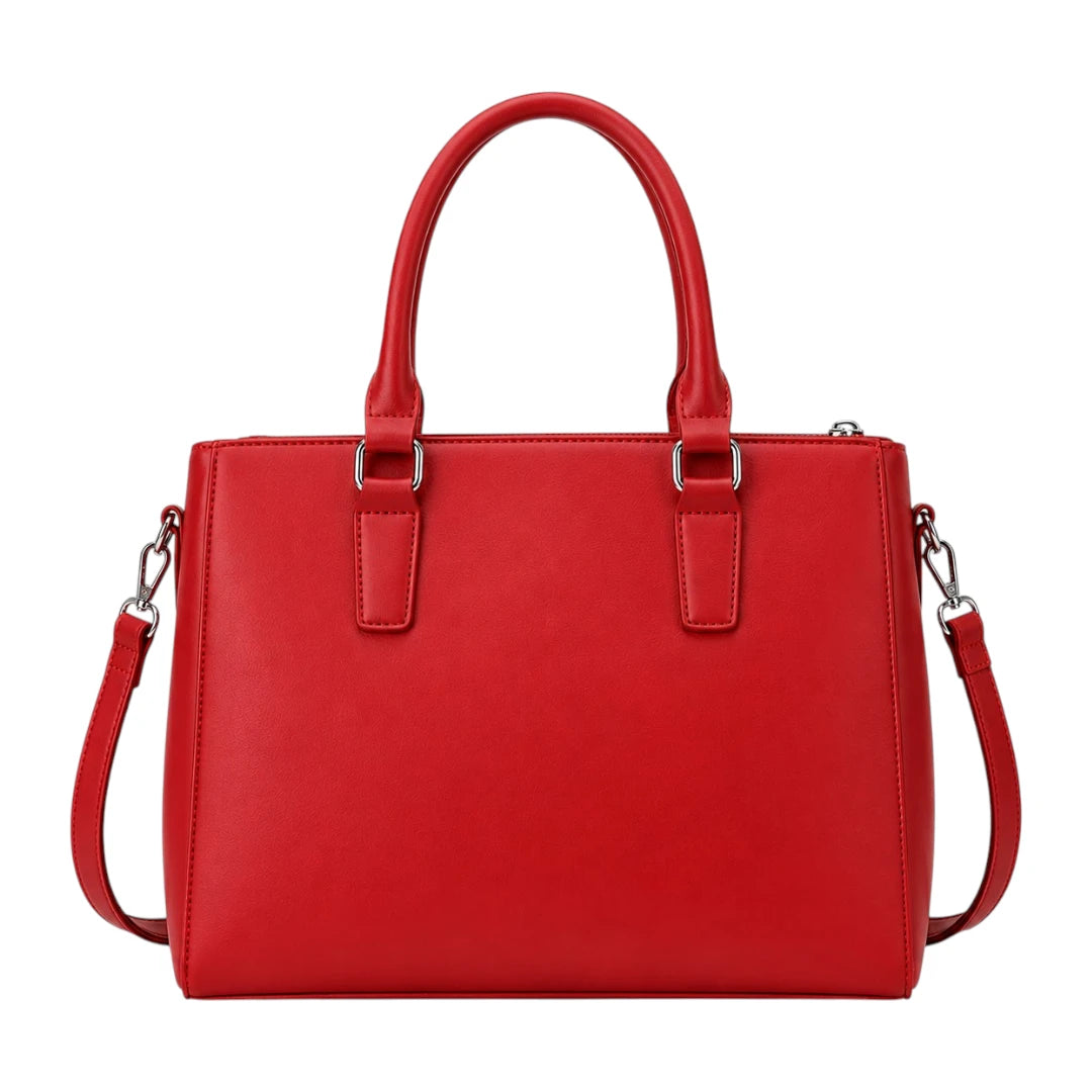 Elveya Red Grace Faux Leather Women’s Satchel Handbag