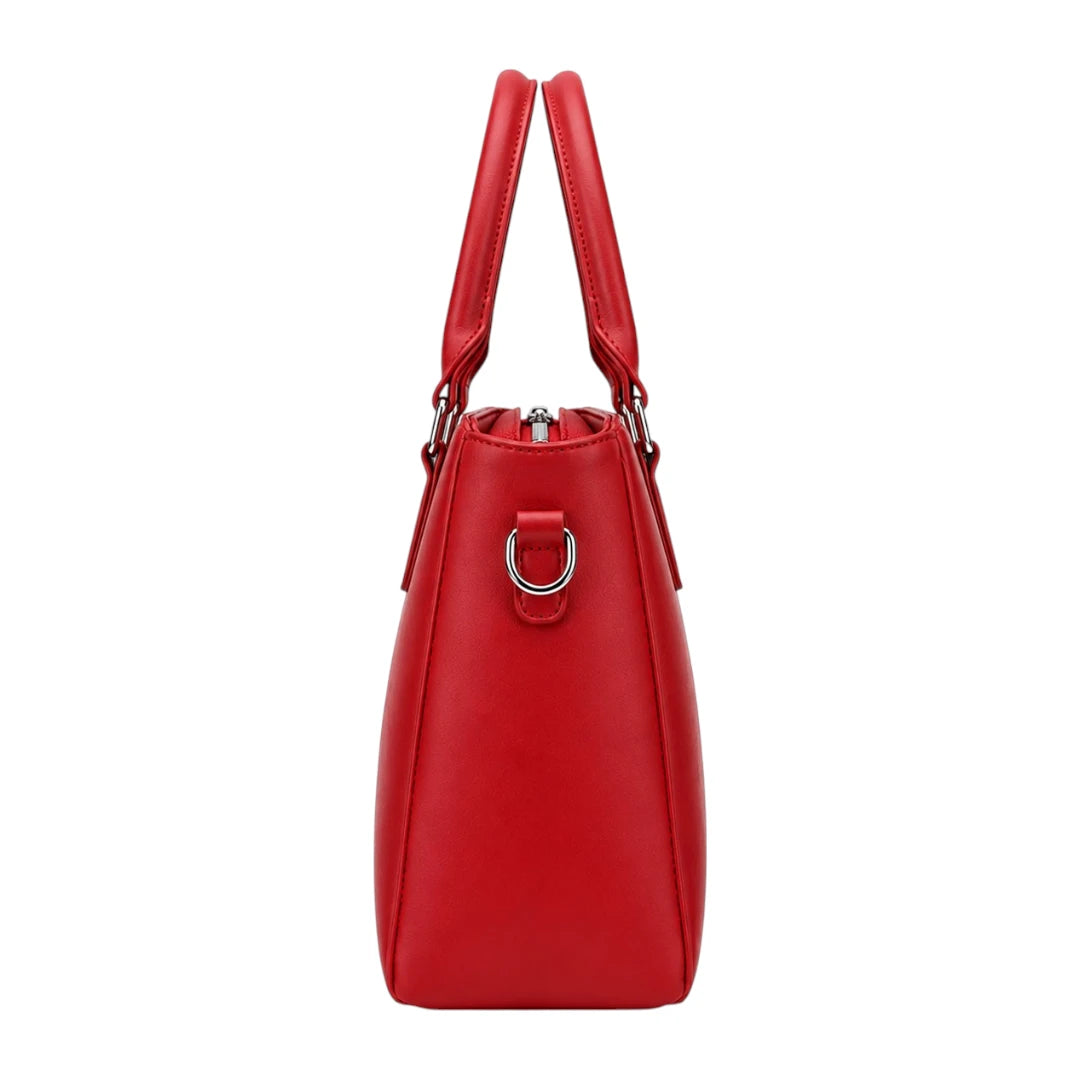 Elveya Red Grace Faux Leather Women’s Satchel Handbag